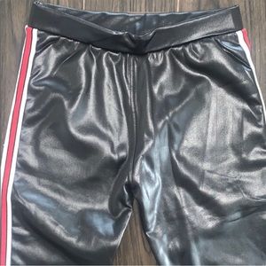 BRAND NEW Black Shiny Pleather Stripe Legging Pants size S
